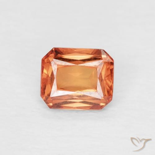 0.55ct 자연스러운 파이어 오렌지 사파이어, 에메랄드 컷, VVS