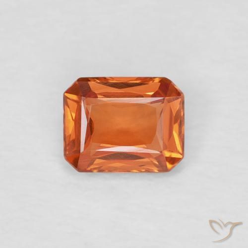 0.42ct 자연스러운 Medium Dark-Orange 사파이어, 에메랄드 컷, VVS