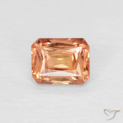 0.55ct 자연스러운 미디엄 오렌지 사파이어, 에메랄드 컷, VVS