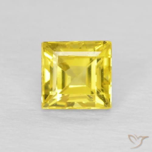 0.54ct 자연스러운 사이버 옐로우 사파이어, 정사각형, VS