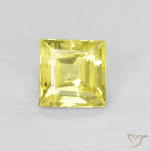 0.46ct 자연스러운 연노랑 사파이어, 정사각형, VVS-VS