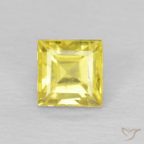 0.60ct 자연스러운 연노랑 사파이어, 정사각형, VVS-VS