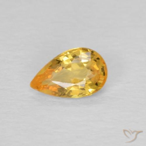 0.43ct 자연스러운 딥 골든 오렌지 사파이어, 배 모양, VVS-VS