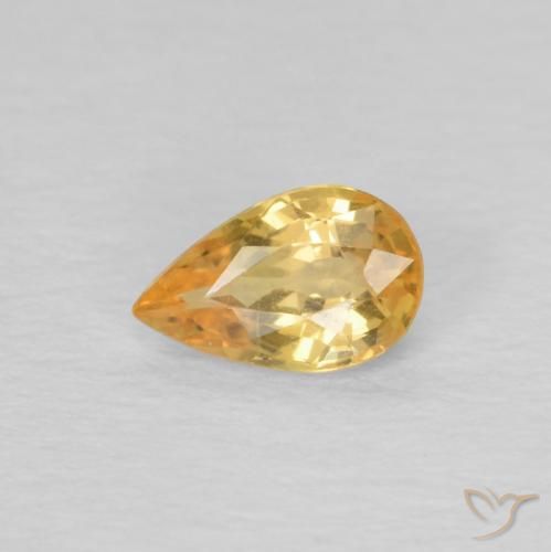 0.45ct 자연스러운 라이트 오렌지-골드 사파이어, 배 모양, VVS
