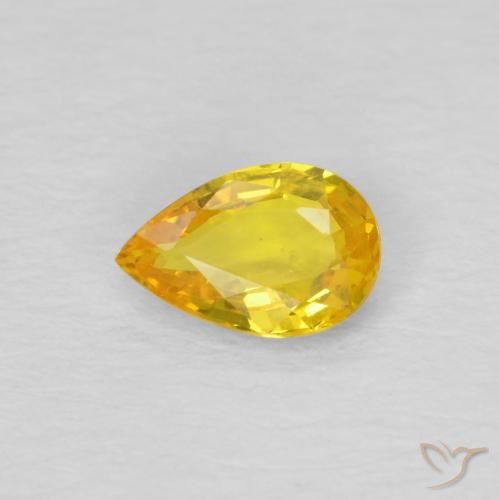 0.46ct 자연스러운 황색을 띠는 금 사파이어, 배 모양, VS