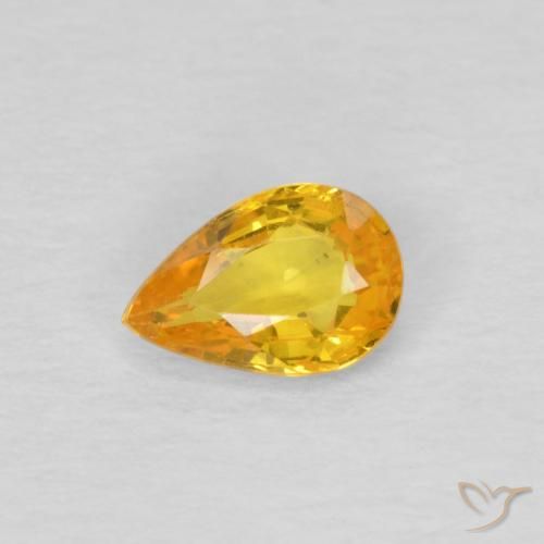0.45ct 자연스러운 골든 오렌지 사파이어, 배 모양, VS