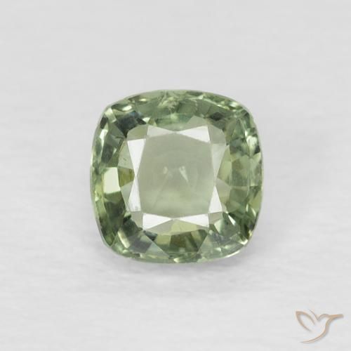 0.56ct 자연스러운 연한 초록색 사파이어, 방석, VVS