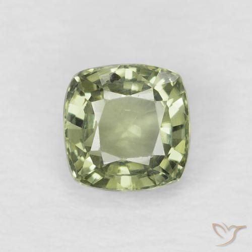 0.65ct 자연스러운 매우 밝은 녹색 사파이어, 방석, VVS
