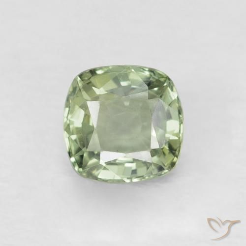 0.52ct 자연스러운 연한 초록색 사파이어, 방석, VVS