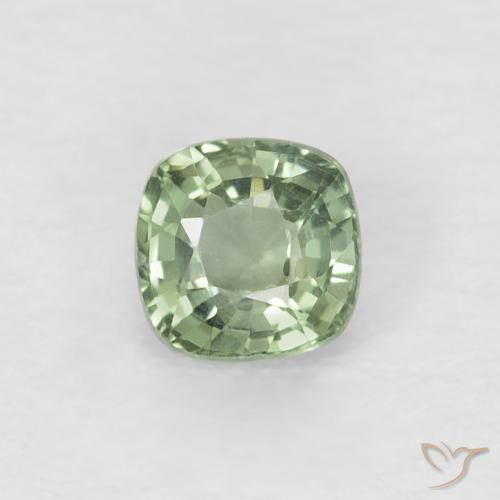 0.46ct 자연스러운 연한 초록색 사파이어, 방석, VVS