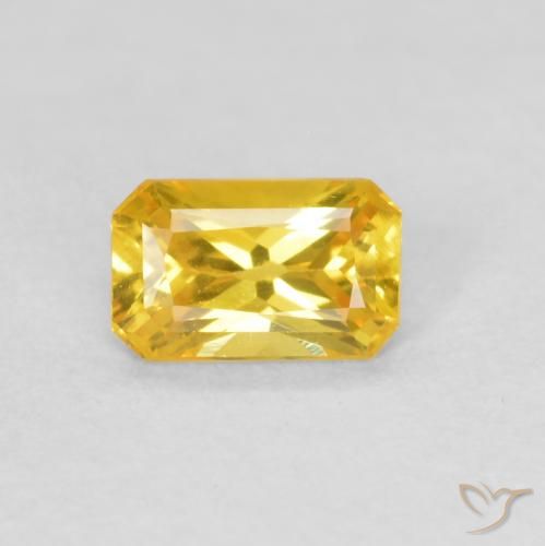 0.38ct 자연스러운 골든 오렌지 사파이어, 에메랄드 컷, VS