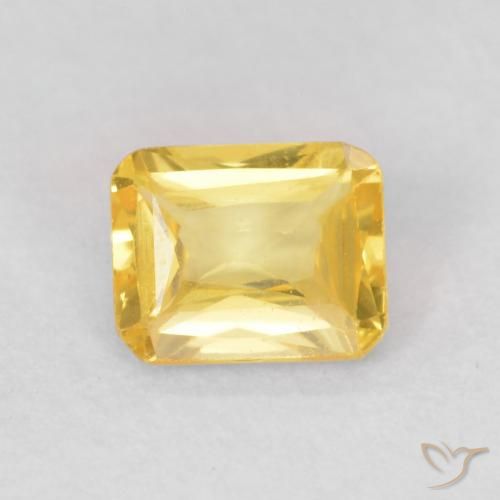 0.50ct 자연스러운 미디엄 골든 사파이어, 에메랄드 컷, VVS-VS