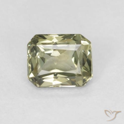 0.57ct 자연스러운 올리브 그린 사파이어, 에메랄드 컷, VVS-VS