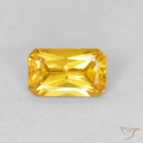0.38ct 자연스러운 골든 사파이어, 에메랄드 컷, VVS