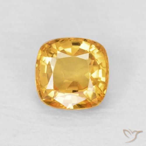 0.63ct 자연스러운 딥 골든 오렌지 사파이어, 방석, VVS