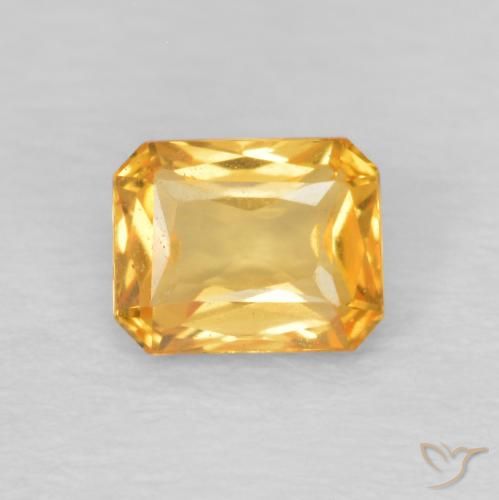 0.53ct 자연스러운 미디엄 오렌지 사파이어, 에메랄드 컷, VVS