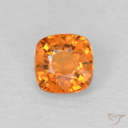 0.48ct 자연스러운 밝은 주황색 사파이어, 방석, VS