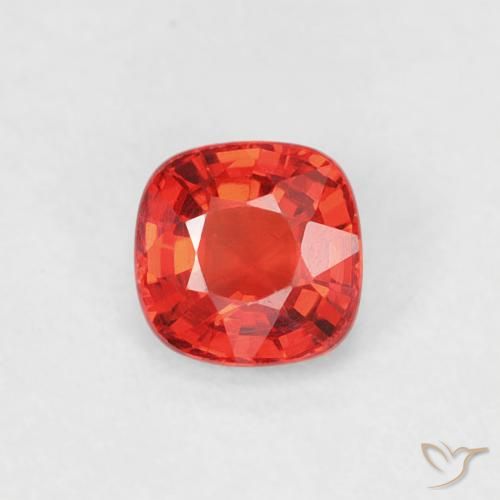 0.45ct 자연스러운 밝은 크림슨 레드-오렌지 사파이어, 방석, VVS-VS