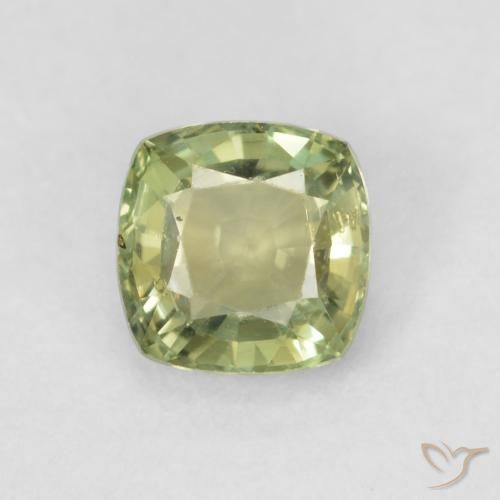 0.58ct 자연스러운 황록색 사파이어, 방석, VVS-VS