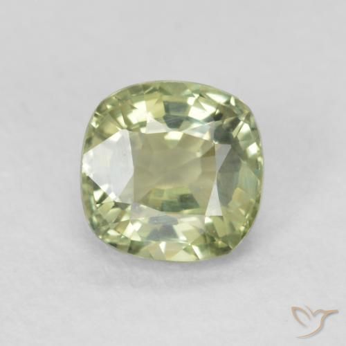 0.65ct 자연스러운 매우 밝은 세이지 그린 사파이어, 방석, VVS-VS