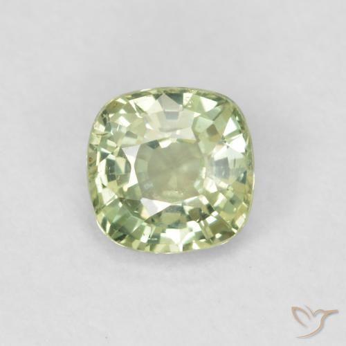 0.43ct 자연스러운 매우 밝은 세이지 그린 사파이어, 방석, VVS-VS