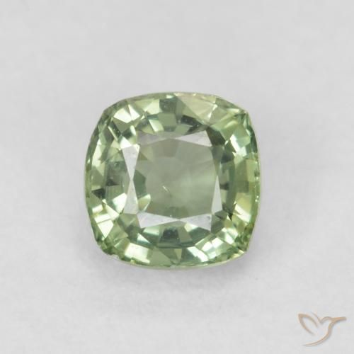 0.63ct 자연스러운 연한 초록색 사파이어, 방석, VVS-VS
