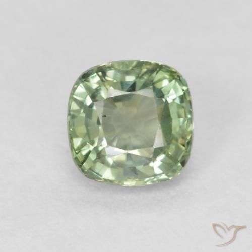 0.55ct 자연스러운 매우 밝은 세이지 그린 사파이어, 방석, VVS
