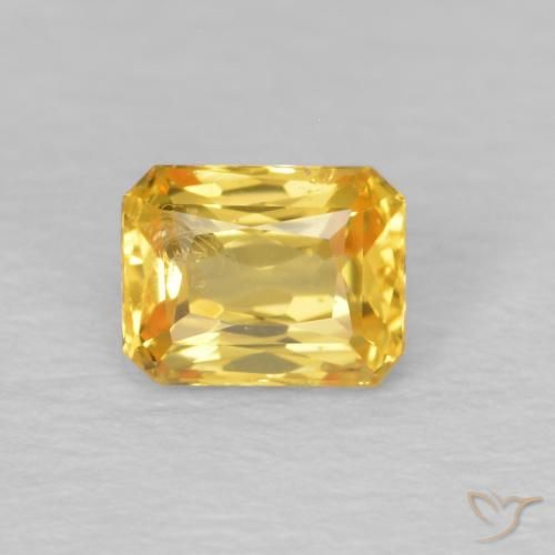 0.58ct 자연스러운 골든 사파이어, 에메랄드 컷, VS