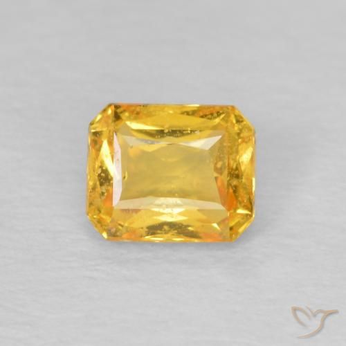 0.49ct 자연스러운 미디엄 골드 사파이어, 에메랄드 컷, VS