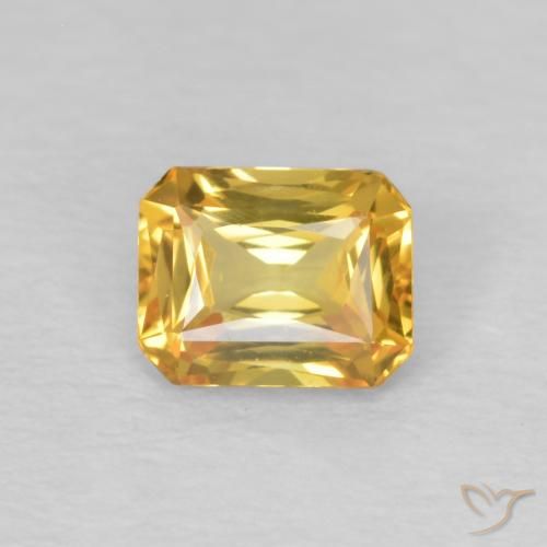 0.53ct 자연스러운 골든 사파이어, 에메랄드 컷, VVS