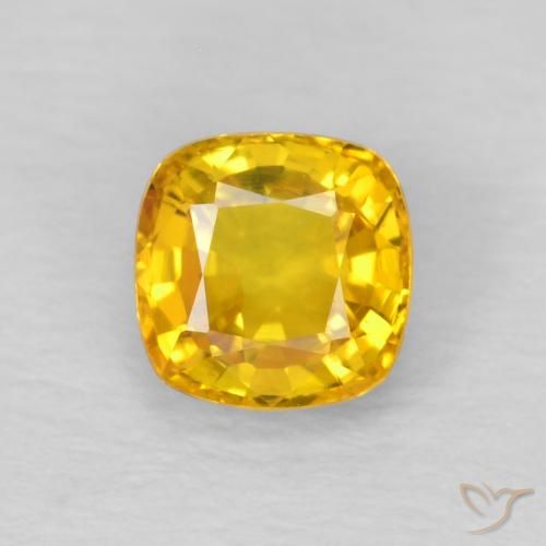 0.57ct 자연스러운 브라이트 골드 사파이어, 방석, VVS