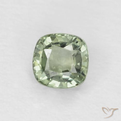 0.48ct 자연스러운 연한 초록색 사파이어, 방석, VVS-VS