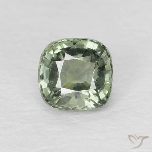 0.64ct 자연스러운 Medium Light-Green 사파이어, 방석, VVS-VS