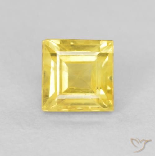 0.60ct 자연스러운 미디엄 옐로우 사파이어, 정사각형, VVS-VS