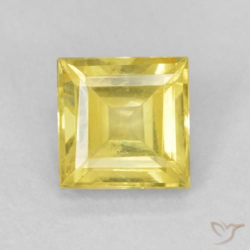 0.64ct 자연스러운 Medium Light-Yellow 사파이어, 정사각형, VS