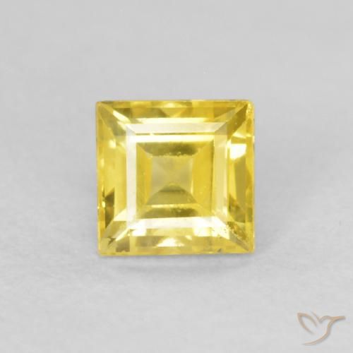 0.52ct 자연스러운 미디엄 옐로우 사파이어, 정사각형, VS