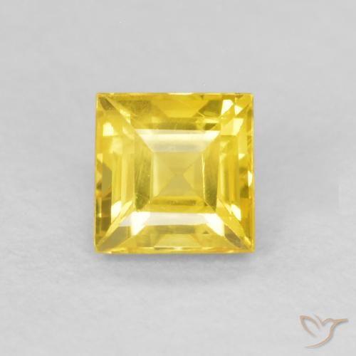 0.51ct 자연스러운 미디엄 옐로우 사파이어, 정사각형, VS