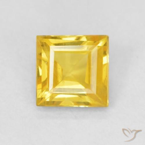 0.56ct 자연스러운 골든 오렌지 사파이어, 정사각형, VS