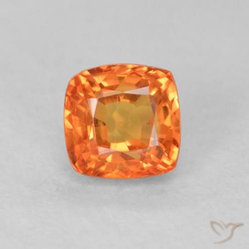 0.64ct 자연스러운 밝은 주황색 사파이어, 방석, VVS