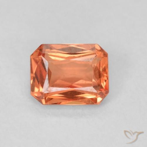 0.55ct 자연스러운 오렌지 레드 사파이어, 에메랄드 컷, VS