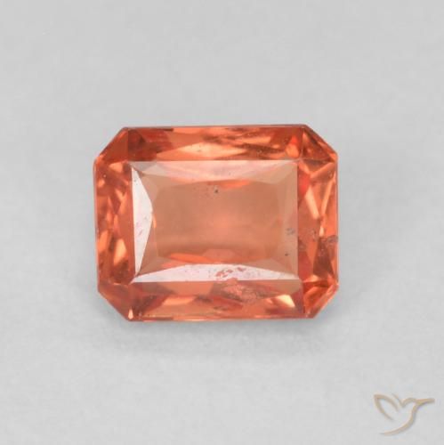 0.59ct 자연스러운 오렌지 레드 사파이어, 에메랄드 컷, VS-SI