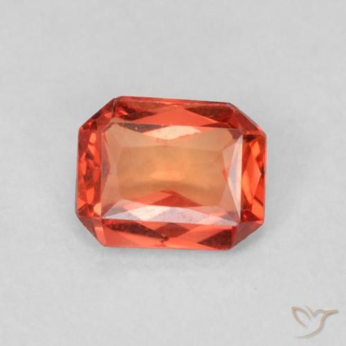 0.49ct 자연스러운 붉은 오렌지 사파이어, 에메랄드 컷, VS