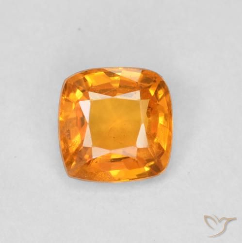 0.49ct 자연스러운 밝은 주황색 사파이어, 방석, VS
