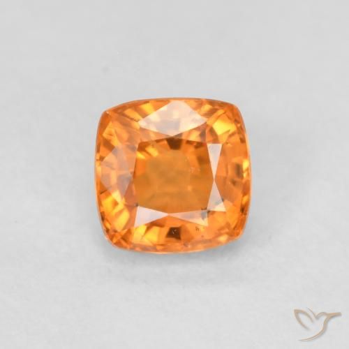 0.53ct 자연스러운 앰버 오렌지 사파이어, 방석, VS