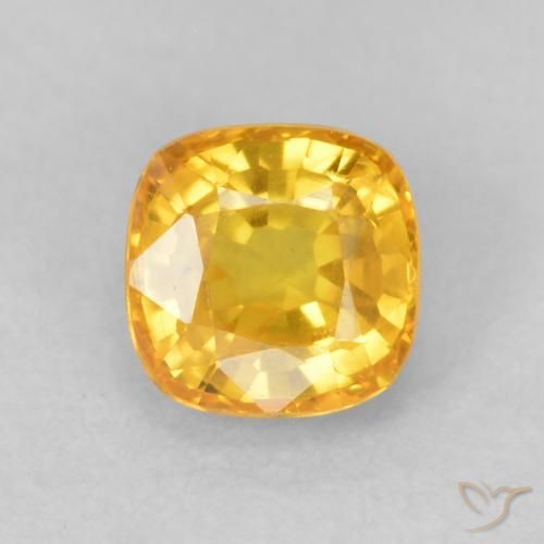 0.64ct 자연스러운 골든 오렌지 사파이어, 방석, VVS-VS
