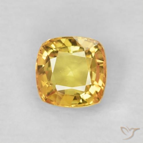 0.60ct 자연스러운 미디엄 옐로우 사파이어, 방석, VVS-VS