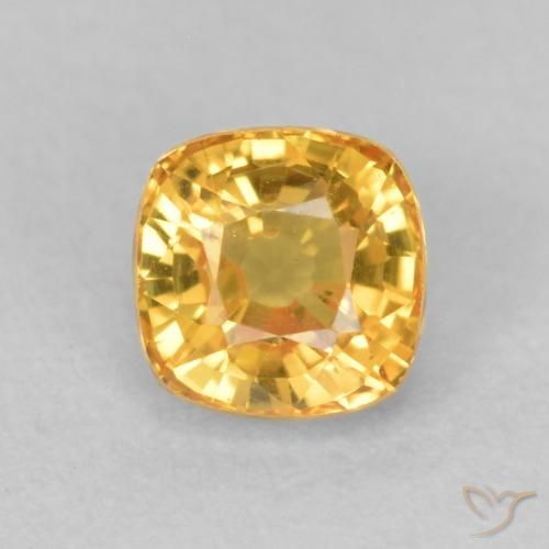 0.63ct 자연스러운 브라이트 골드 사파이어, 방석, VS