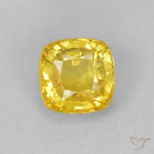 0.50ct 자연스러운 미디엄 옐로우 사파이어, 방석, VVS-VS