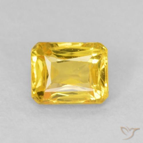 0.71ct 자연스러운 딥 옐로우 사파이어, 에메랄드 컷, VVS-VS