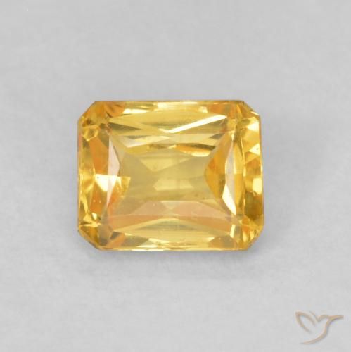 0.59ct 자연스러운 딥 골든 오렌지 사파이어, 에메랄드 컷, VVS-VS
